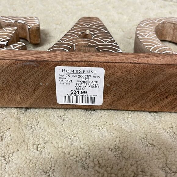 Wood Peace Sign for Home Decor, 20” x 6” x 2”. - Picture 3 of 6